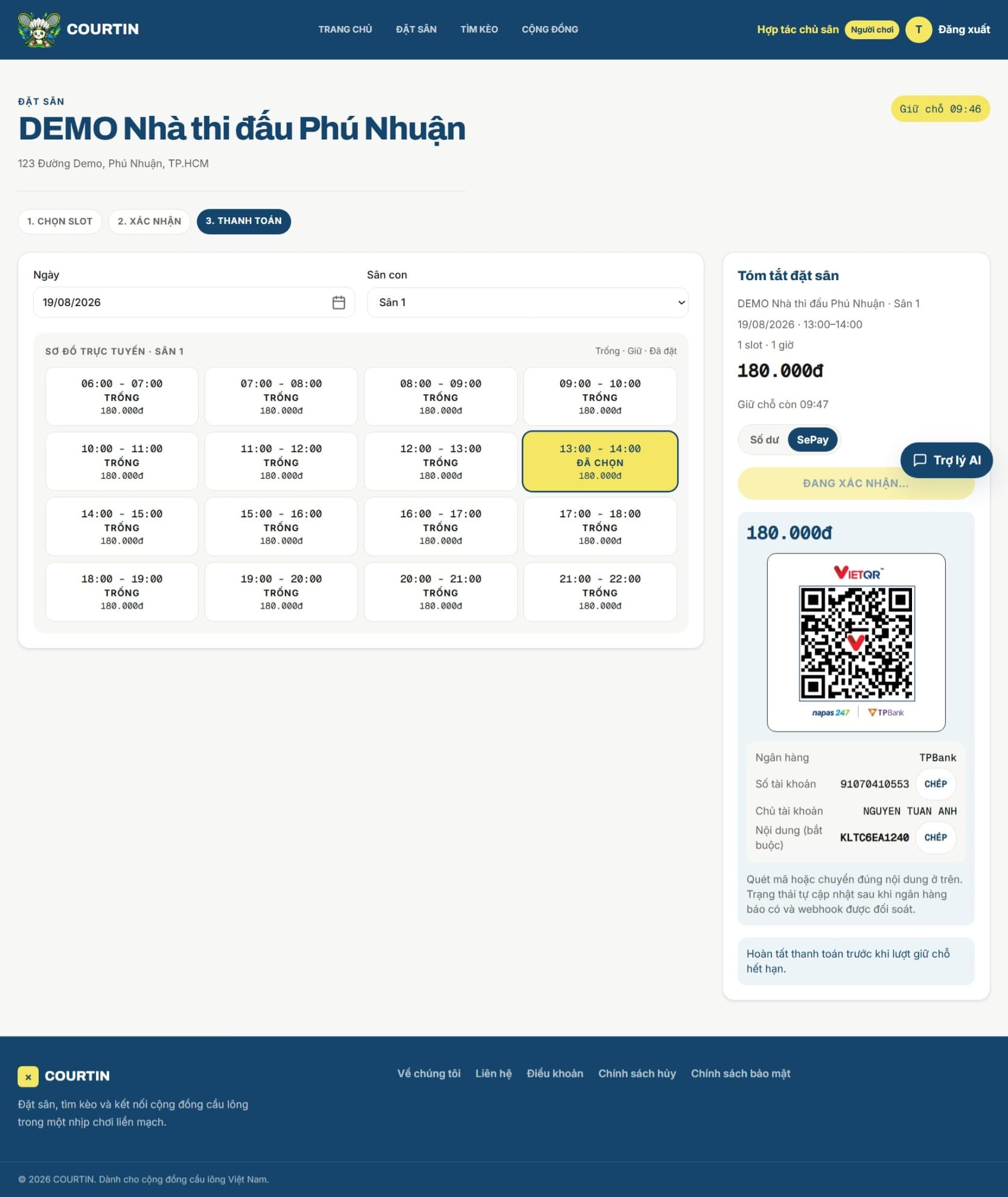 Courtin — Badminton Community & Online Booking Platform preview — view 2
